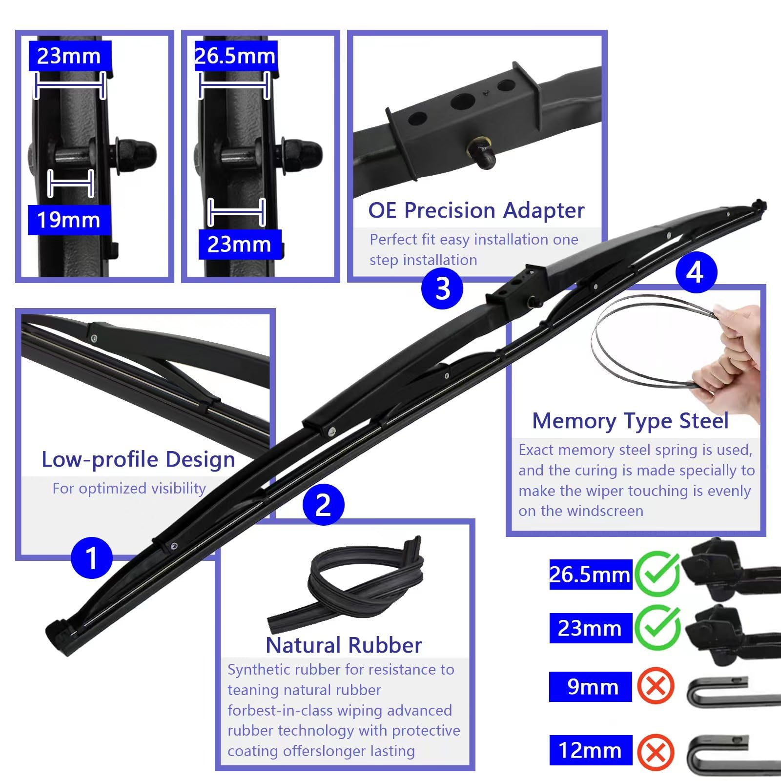 Conjunto de 2 Limpiaparabrisas de Montaje en Silla para - Imagen 3