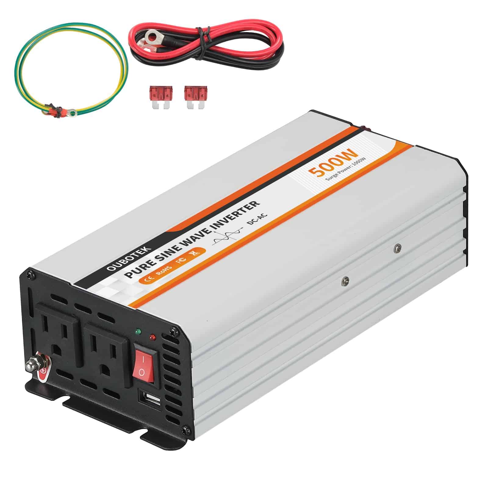 Inversor de Potencia OUBOTEK 500W, convertidor DC 12V a AC