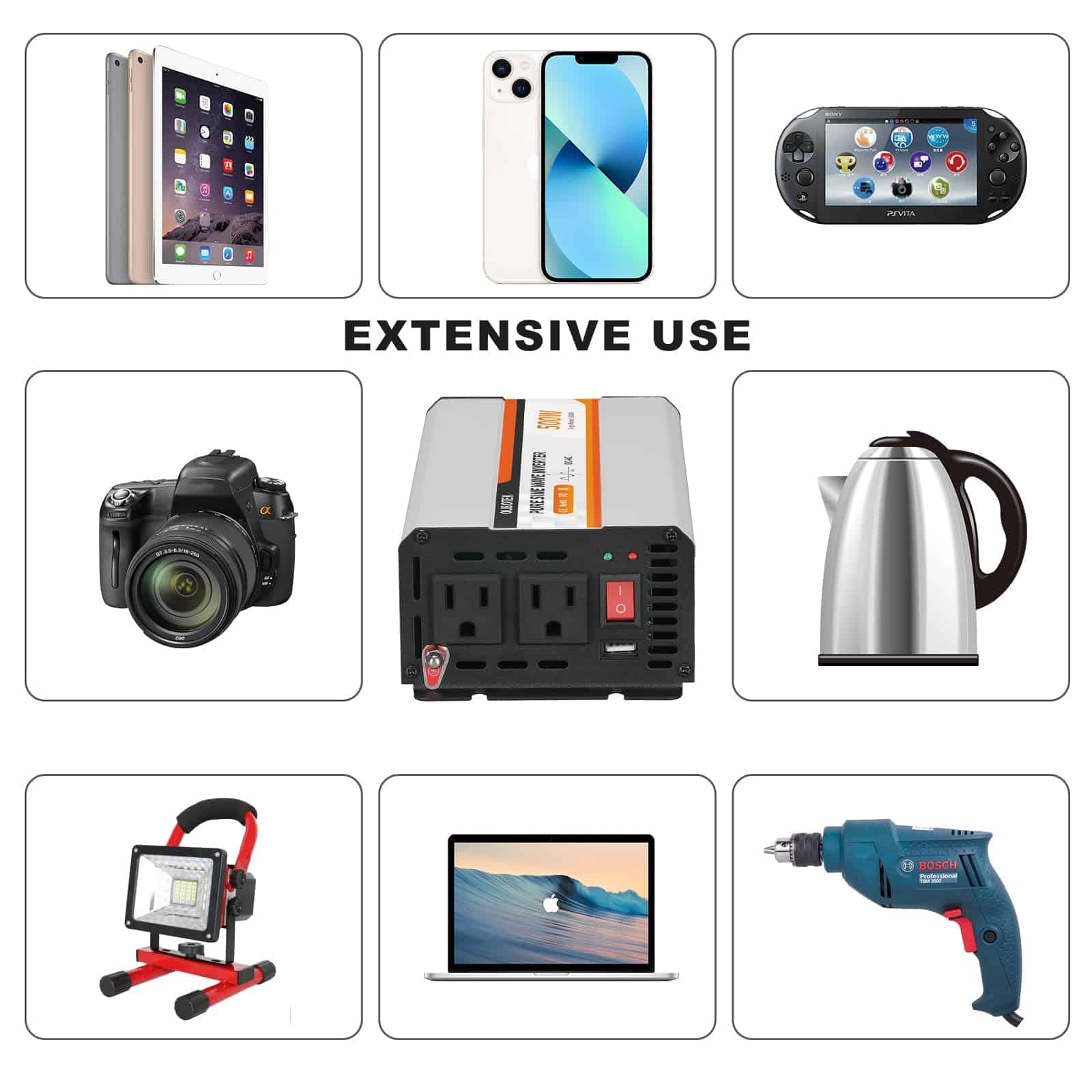 Inversor de Potencia OUBOTEK 500W, convertidor DC 12V a AC - Imagen 7