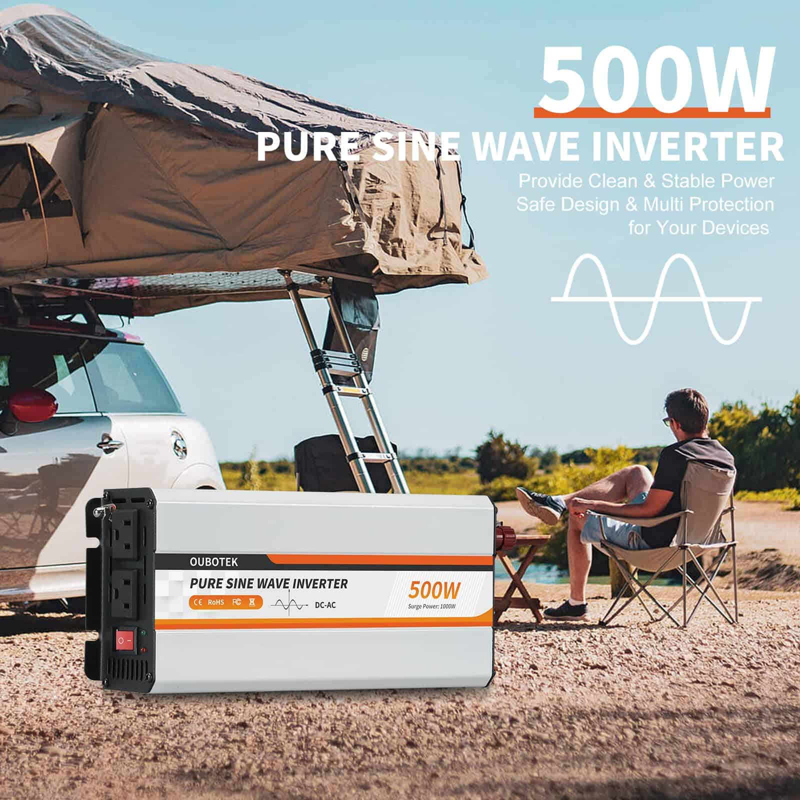Inversor de Potencia OUBOTEK 500W, convertidor DC 12V a AC - Imagen 5
