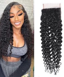 Cierre de Encaje Ondulado Profundo de Cabello Humano Virgen