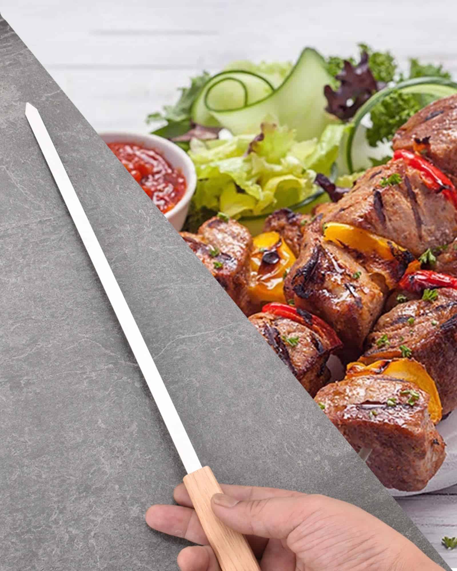 Brochetas de barbacoa planas de 17 pulgadas de largo, - Imagen 4