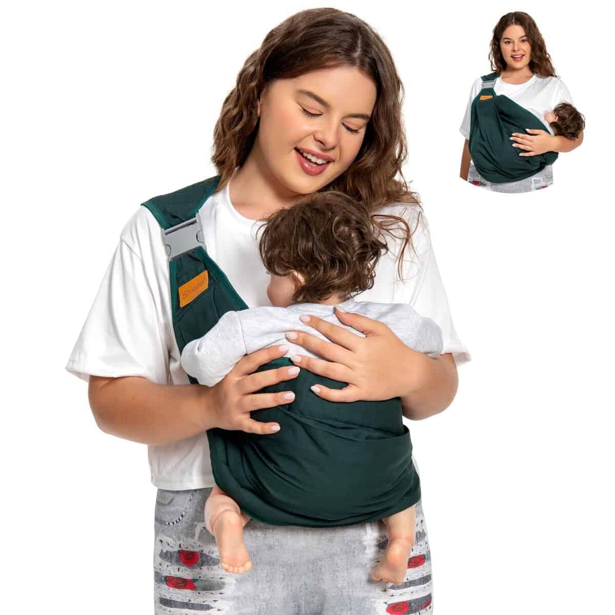 Shiaon Baby Sling Carrier, Portabebés Recién -Verde Oscuro