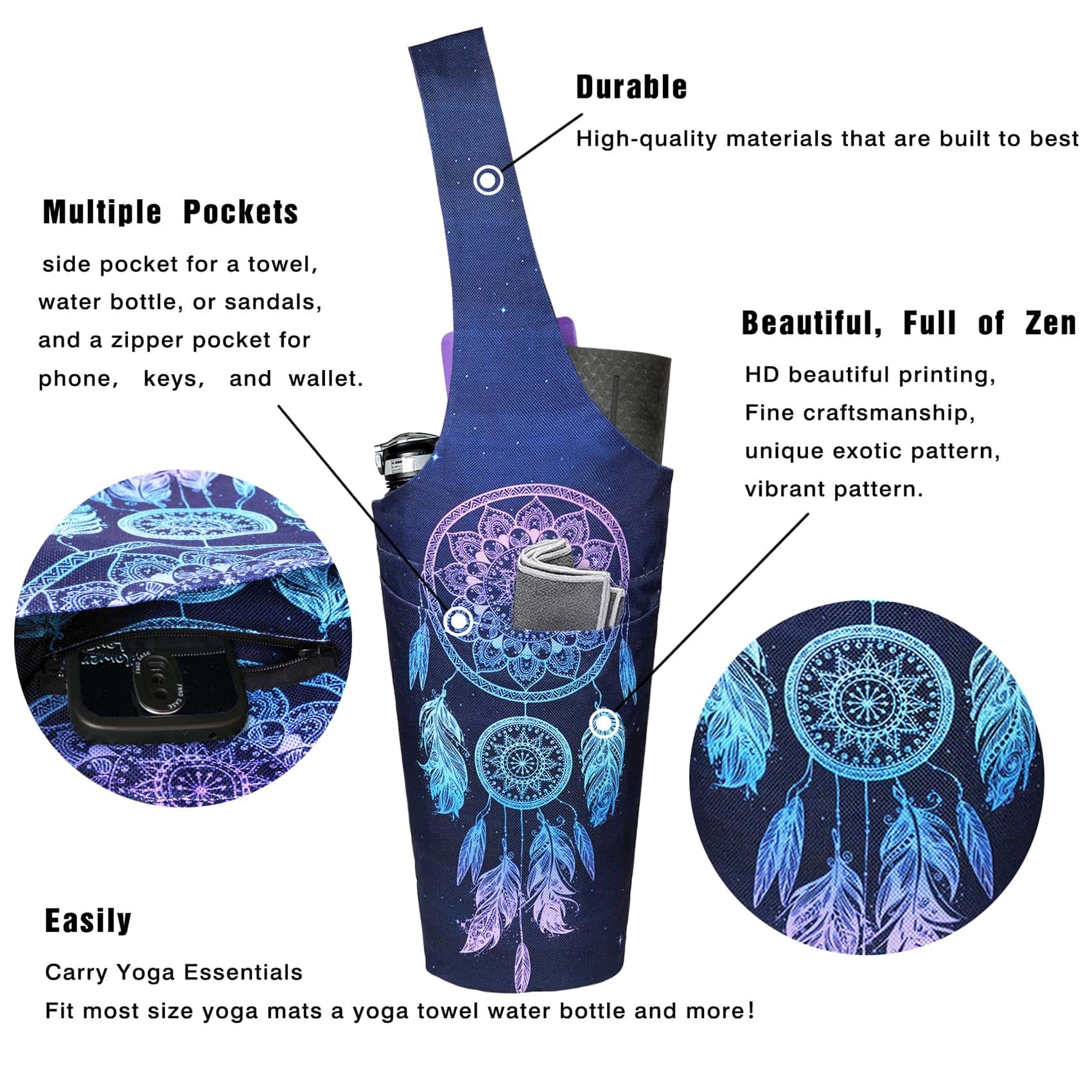 Bolsa para tapete de yoga Dreamcatcher - Bolsa larga con - Imagen 3