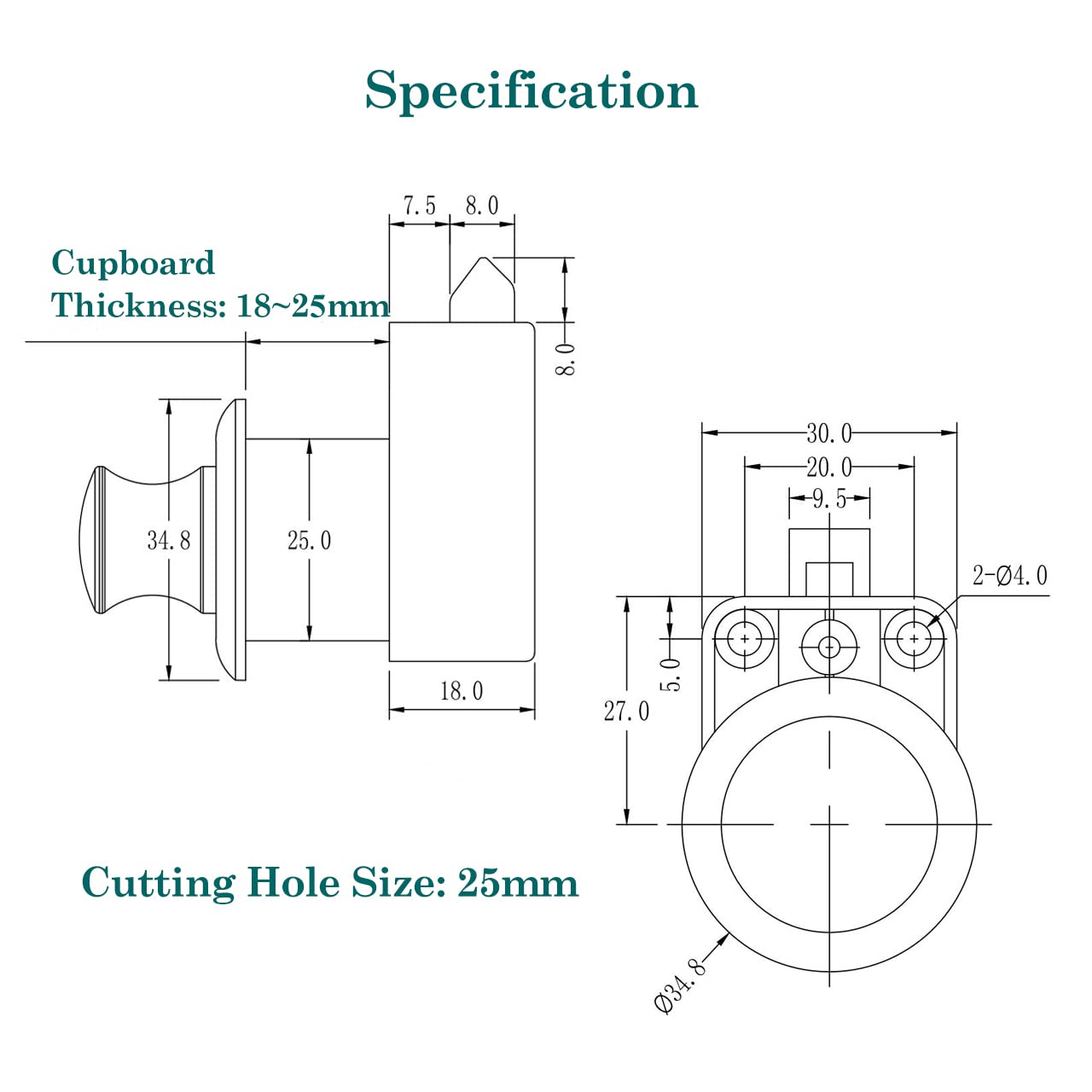 Purocean 5 Sets Metal Push Button Latch Rv Compartment - Imagen 4