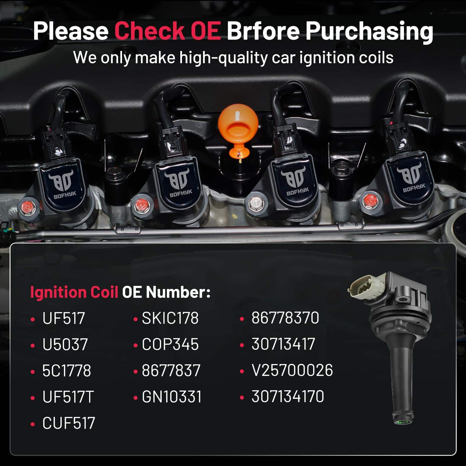 Paquete de Bobinas de Encendido BDFHYK UF517 Juego de 5 - Imagen 7