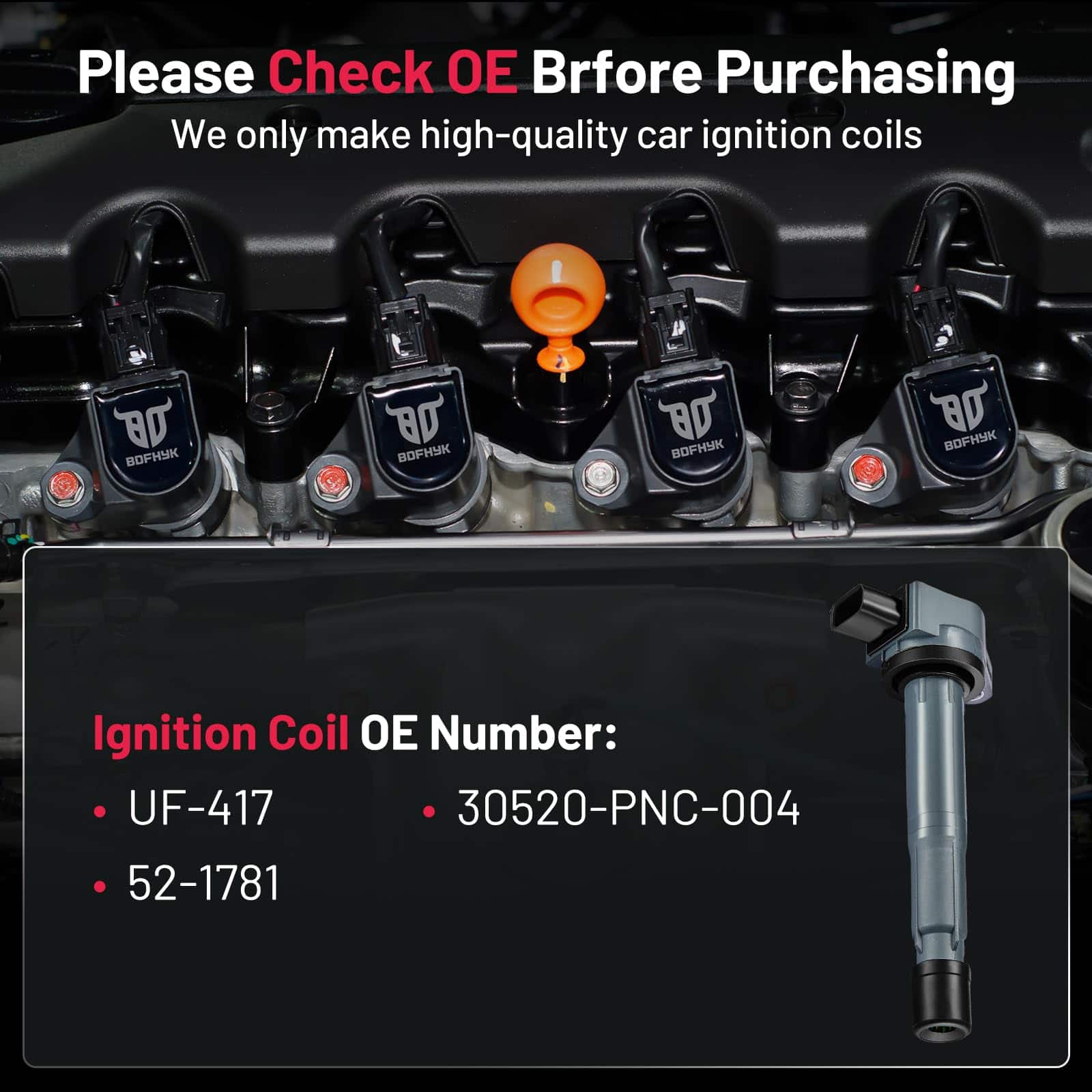 Conjunto de 4 Bobinas de Encendido UF-417 Compatible con - Imagen 7