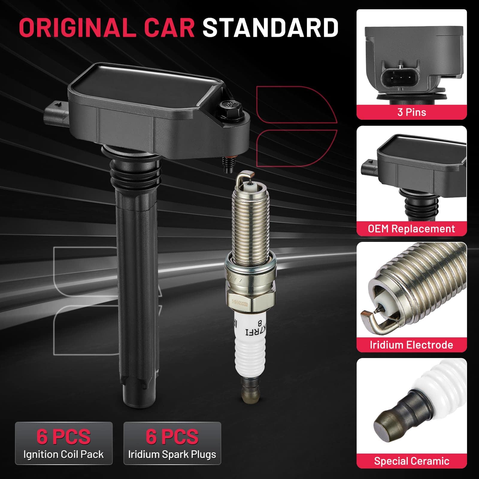 Paquete de bobina de encendido UF807 y bujías de iridio - Imagen 5