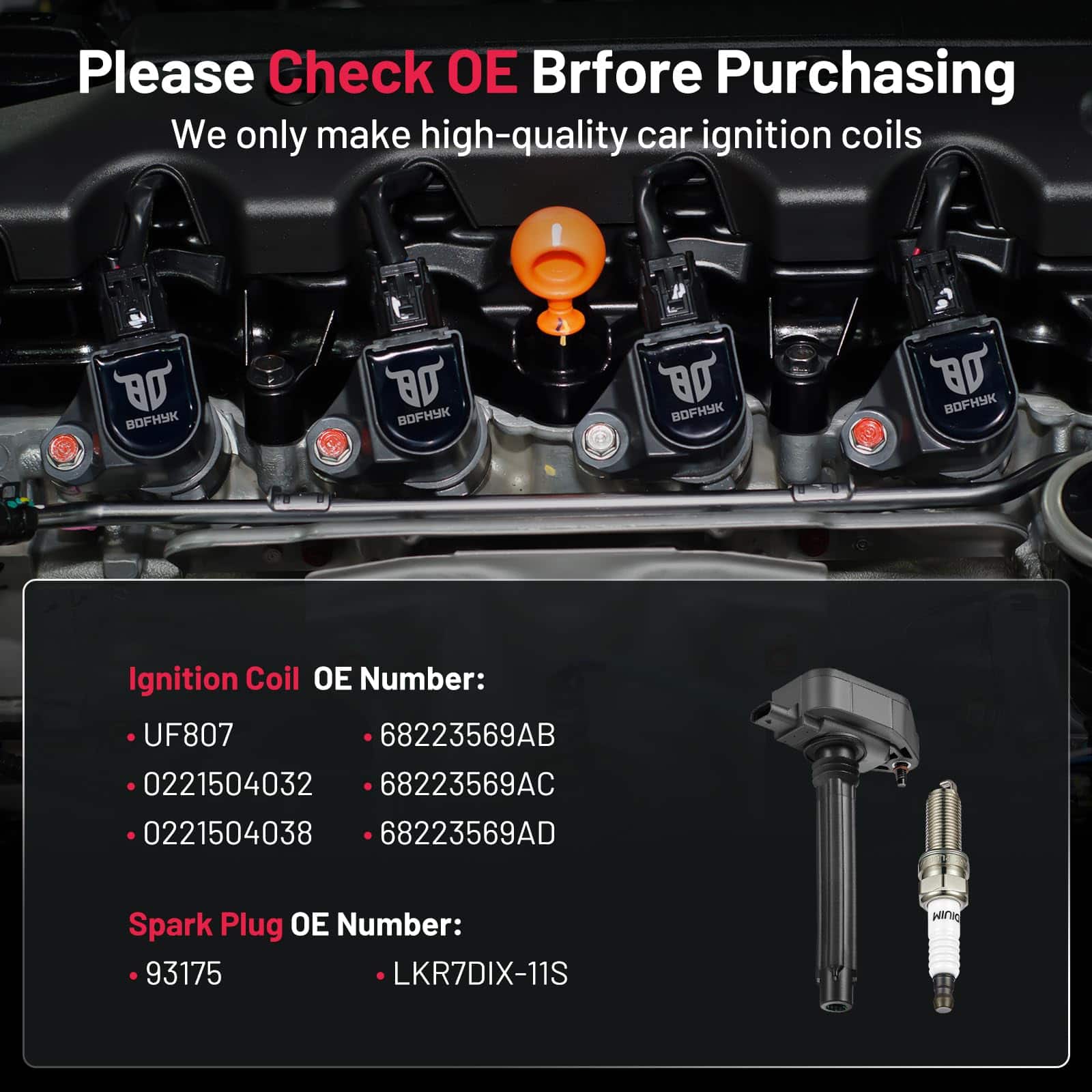 Paquete de bobina de encendido UF807 y bujías de iridio - Imagen 6