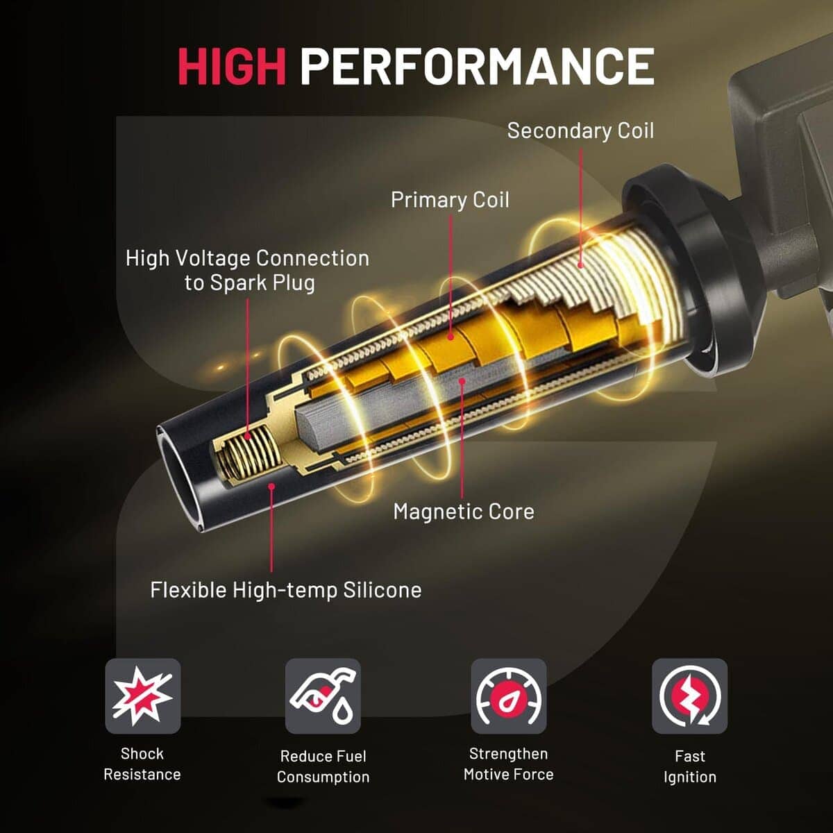 Conjunto de 4 Bobinas de Encendido UF611 y Bujía de Iridio - Imagen 5