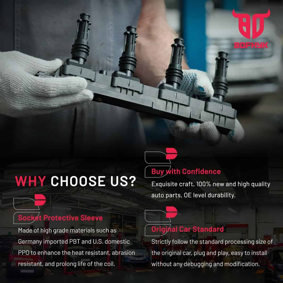 Conjunto de 4 Bobinas de Encendido UF611 y Bujía de Iridio - Imagen 8