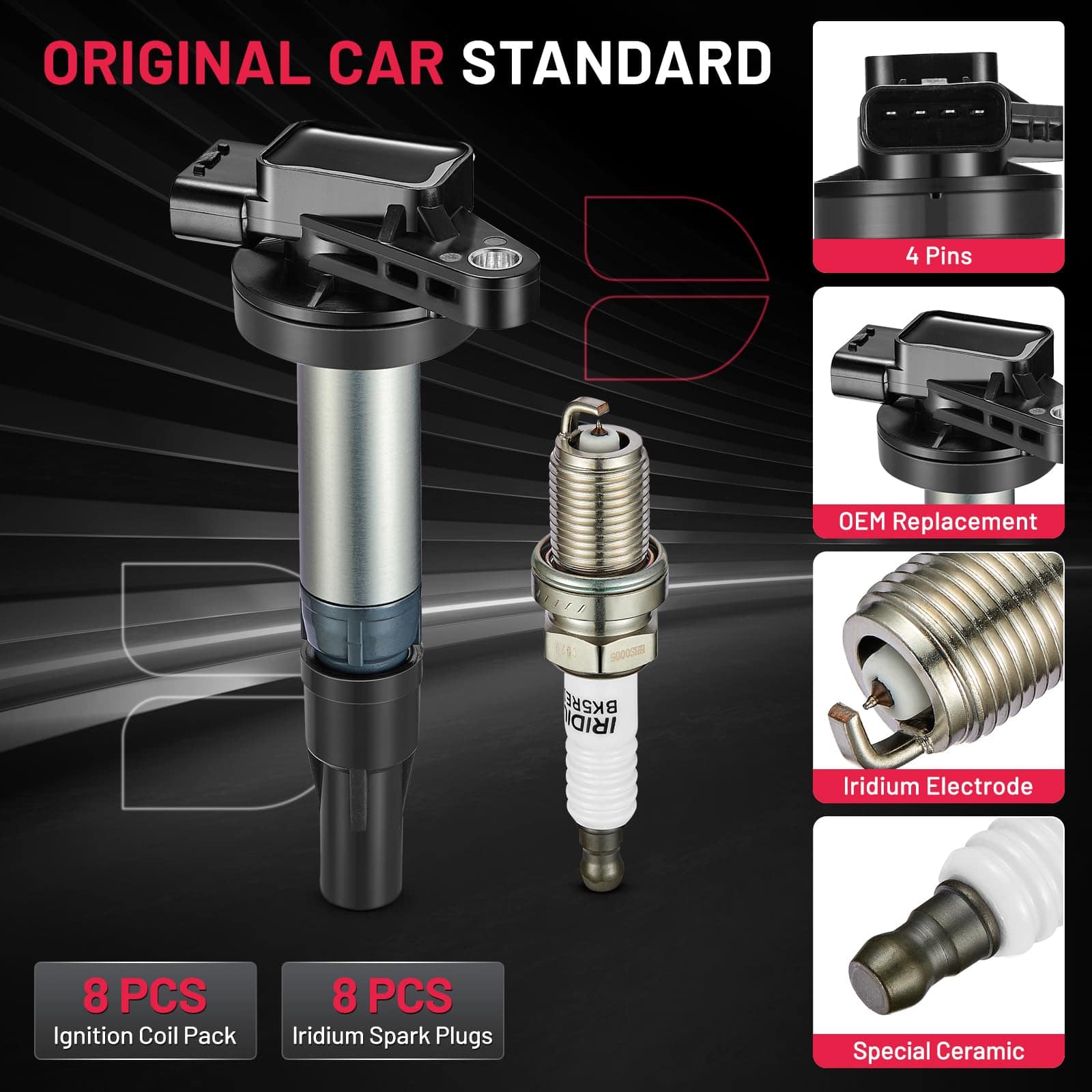 Paquete de Bobina de Encendido UF519 y Bujías de Iridio - Imagen 5