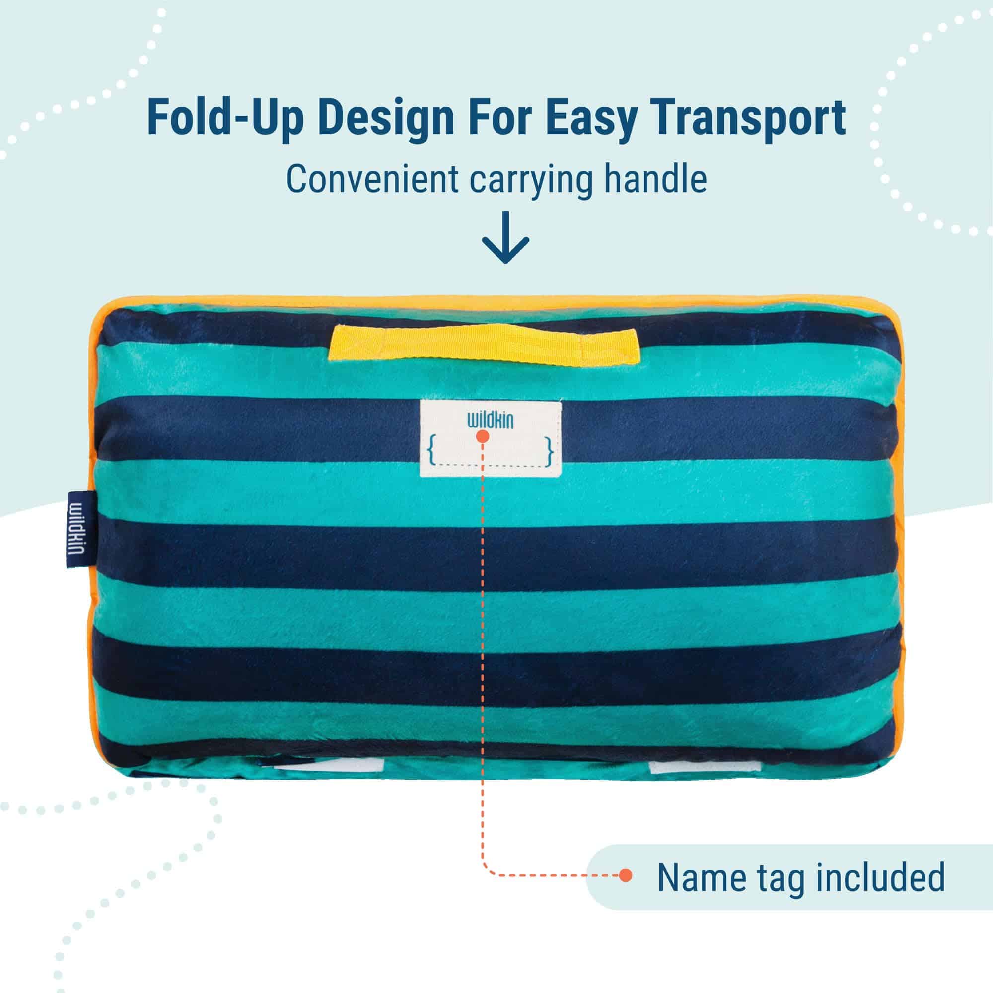 Wildkin Kids Plush Nap Mat - Suave, Acogedor, -Azul Rayas - Imagen 5