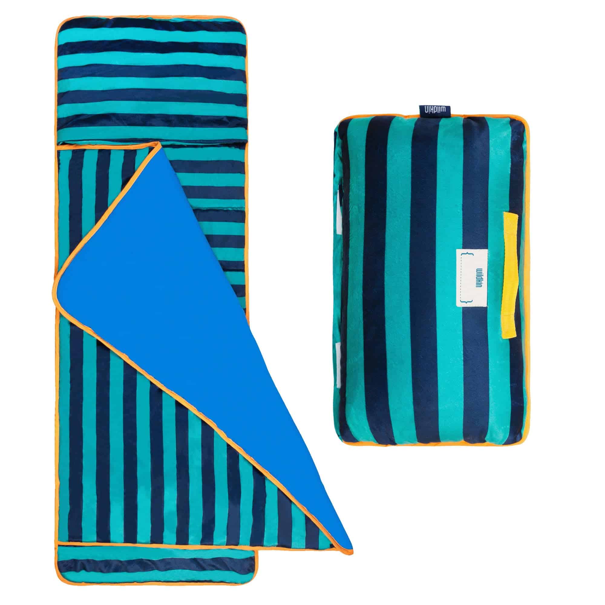 Wildkin Kids Plush Nap Mat - Suave, Acogedor, -Azul Rayas