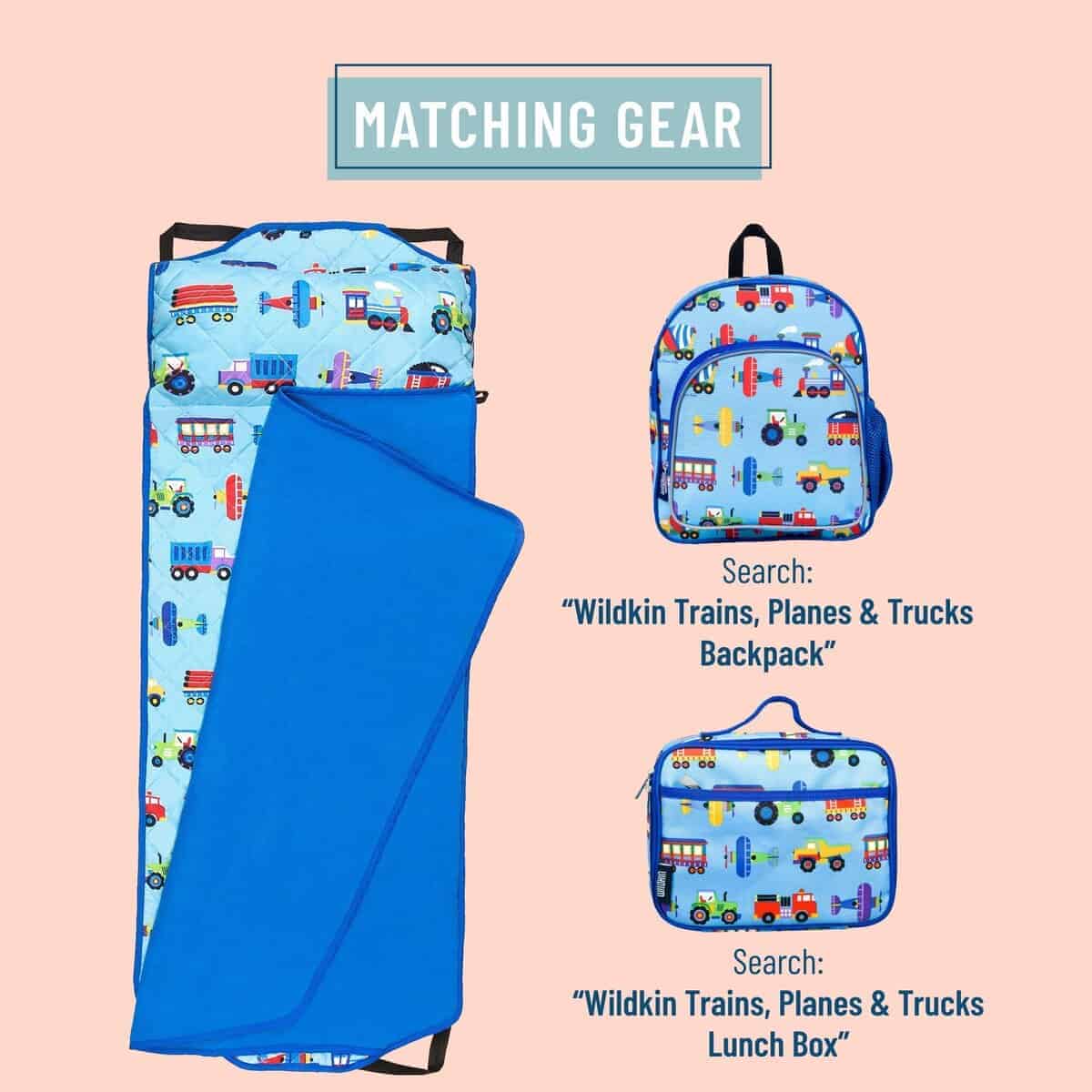 Wildkin Quilted Kids Nap Mat - -Trenes, Aviones y Camiones - Imagen 4