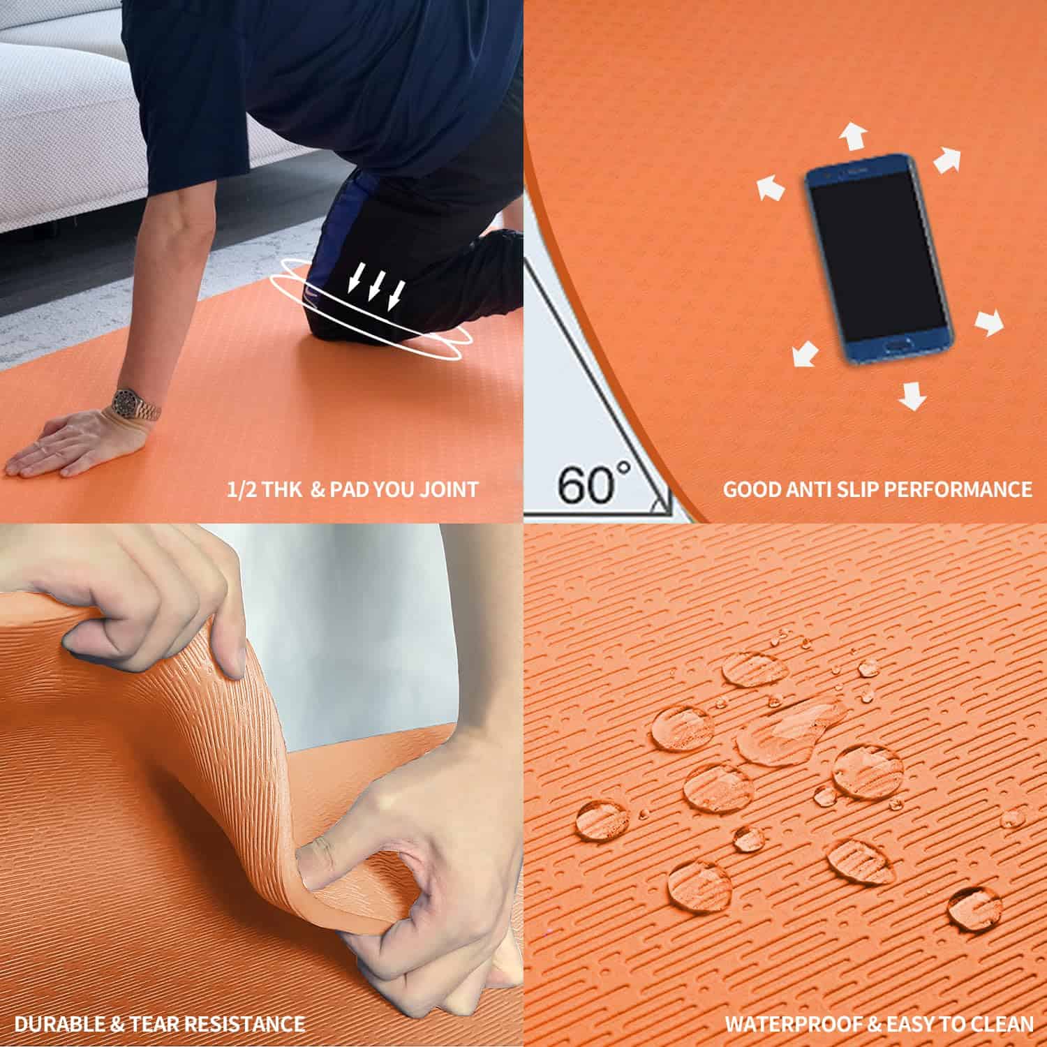 Tapete de Yoga Extra Grande TPE 6'x4'x1/2" Antideslizante - Imagen 5