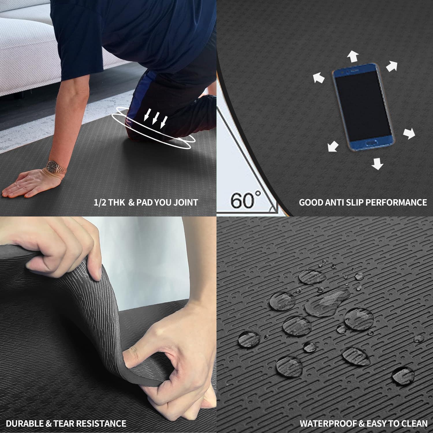 Tapete de Yoga Grande de TPE Hatha Yoga 6'x4'x1/2" Extra - Imagen 4