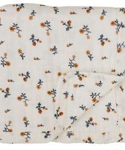 Colcha de Muselina Mebie Baby, Estampado Floral Crema,