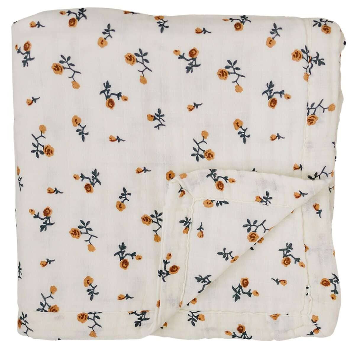 Colcha de Muselina Mebie Baby, Estampado Floral Crema,