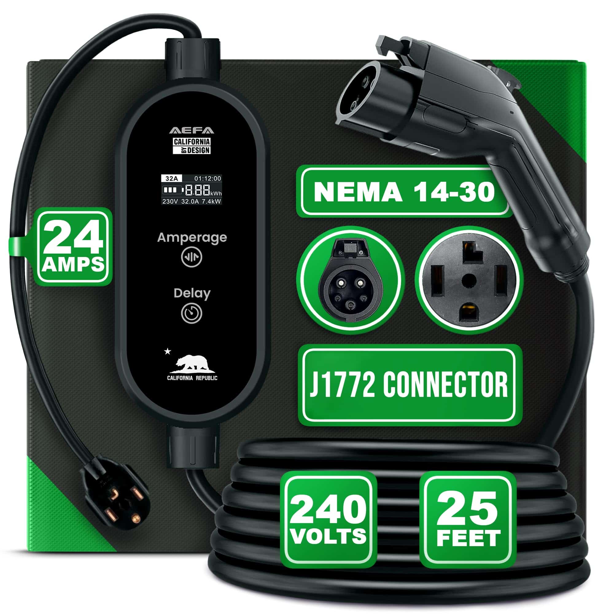 Cargador de Vehículo Eléctrico AEFA Nivel 2 - NEMA 14-30 -