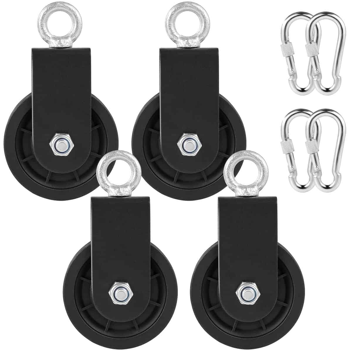 4 Pack 3.54 in Polea de Cable de Rotación de 360 Grados con