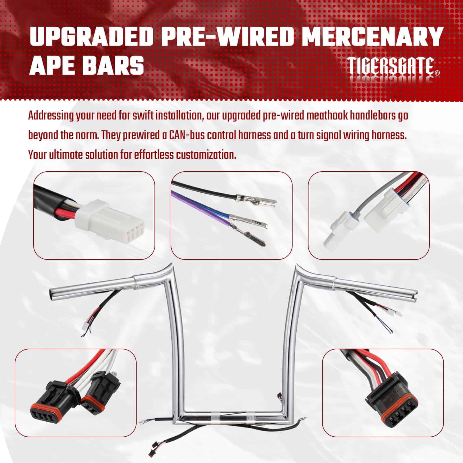 Kit de Manillares Mercenarios TIGERSGATE PRE-WIRED 14" Ape - Imagen 5