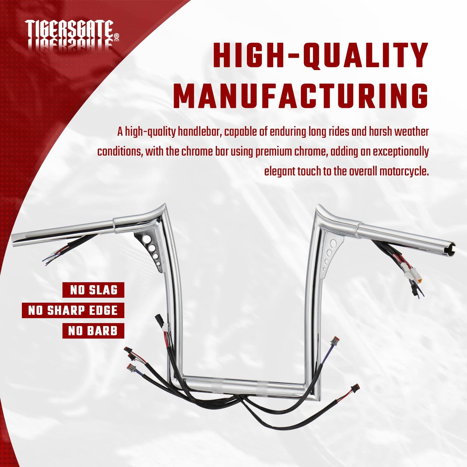 Manillar TIGERSGATE PRE-WIRED 12" Rise Diablo Ape Hangers 1 - Imagen 4