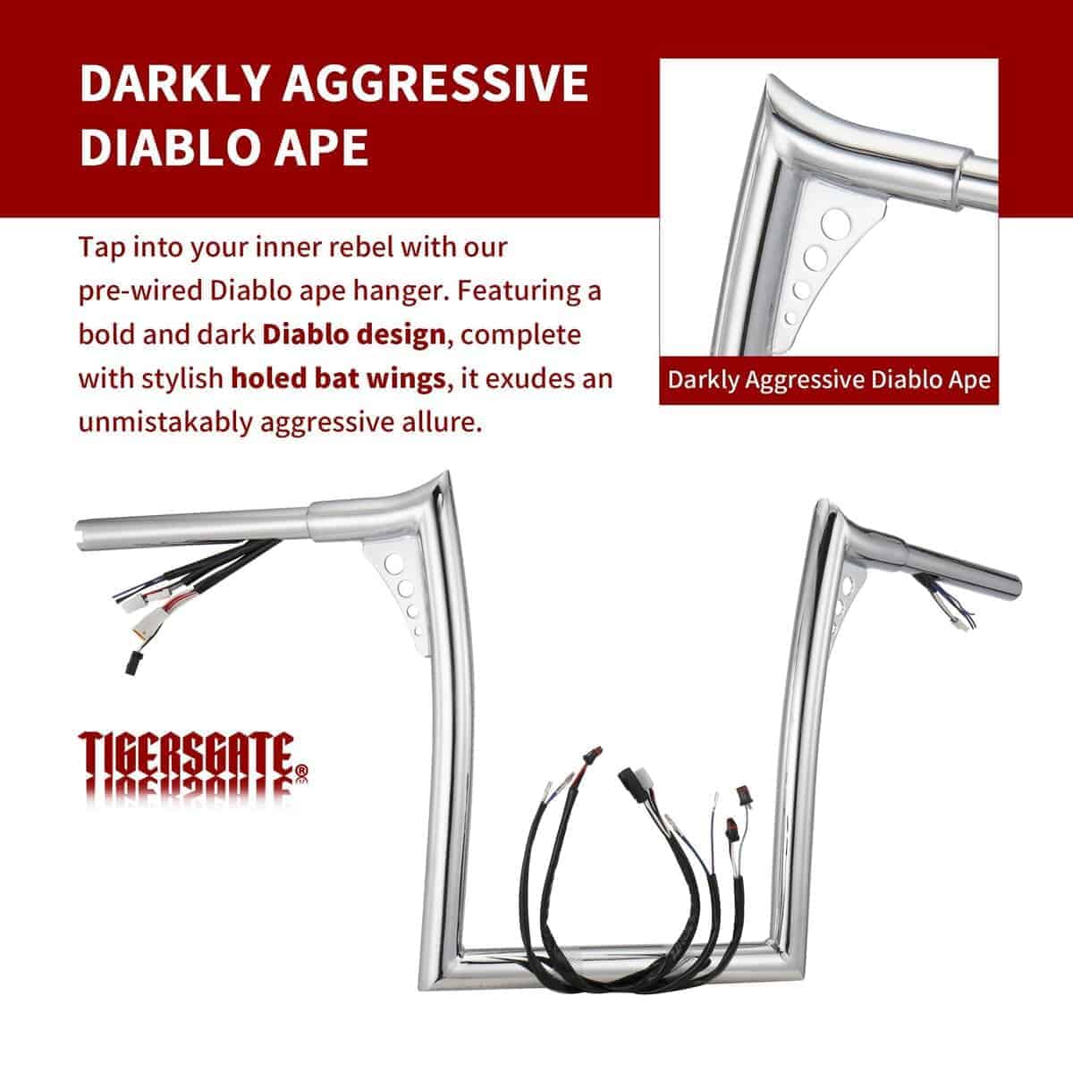 TIGERSGATE PRE-WIRED 12" Rise Diablo Ape -Cromo - Imagen 4