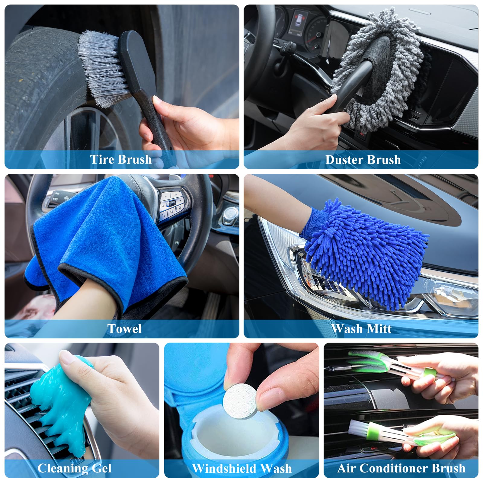 AUTODECO 32Pcs Car Detailing Brush Set, Car Detailing Kit, - Imagen 7