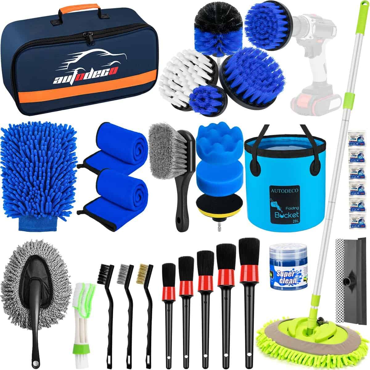 AUTODECO 32Pcs Car Detailing Brush Set, Car Detailing Kit,