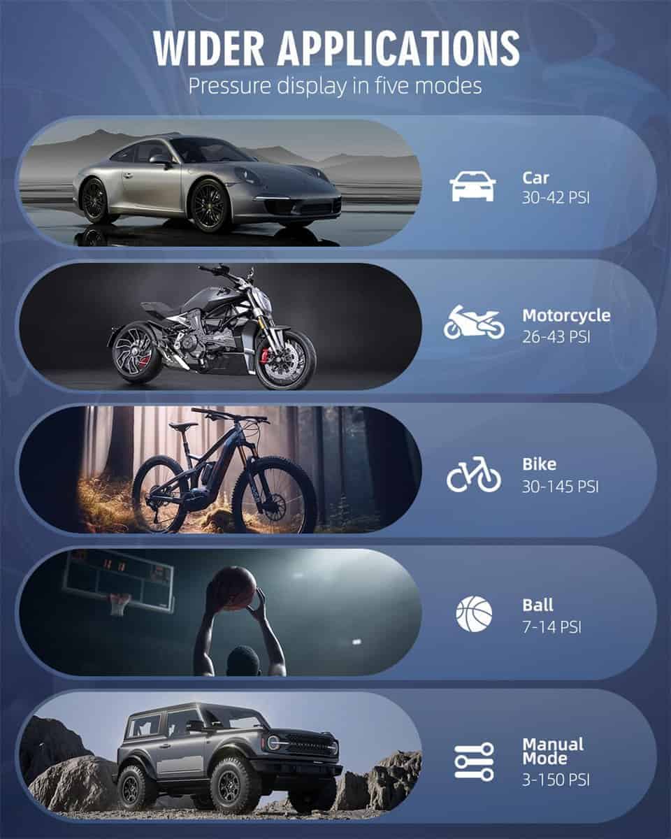 Inflador de neumáticos Compresor de aire portátil 180PSI y - Imagen 8