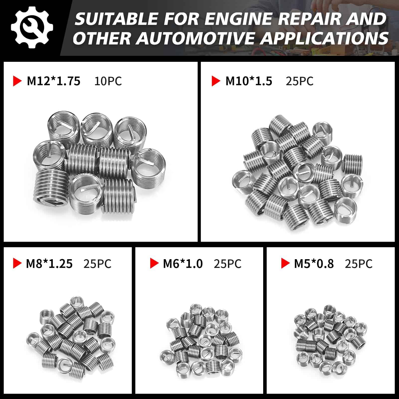 Kit de Reparación de Roscas TAILUG, Kit Métrico de Helicoil - Imagen 6