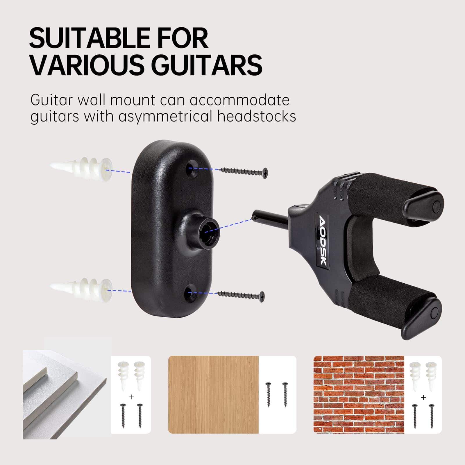 Soporte de pared para guitarra AODSK 3 Pack, Soporte de - Imagen 7