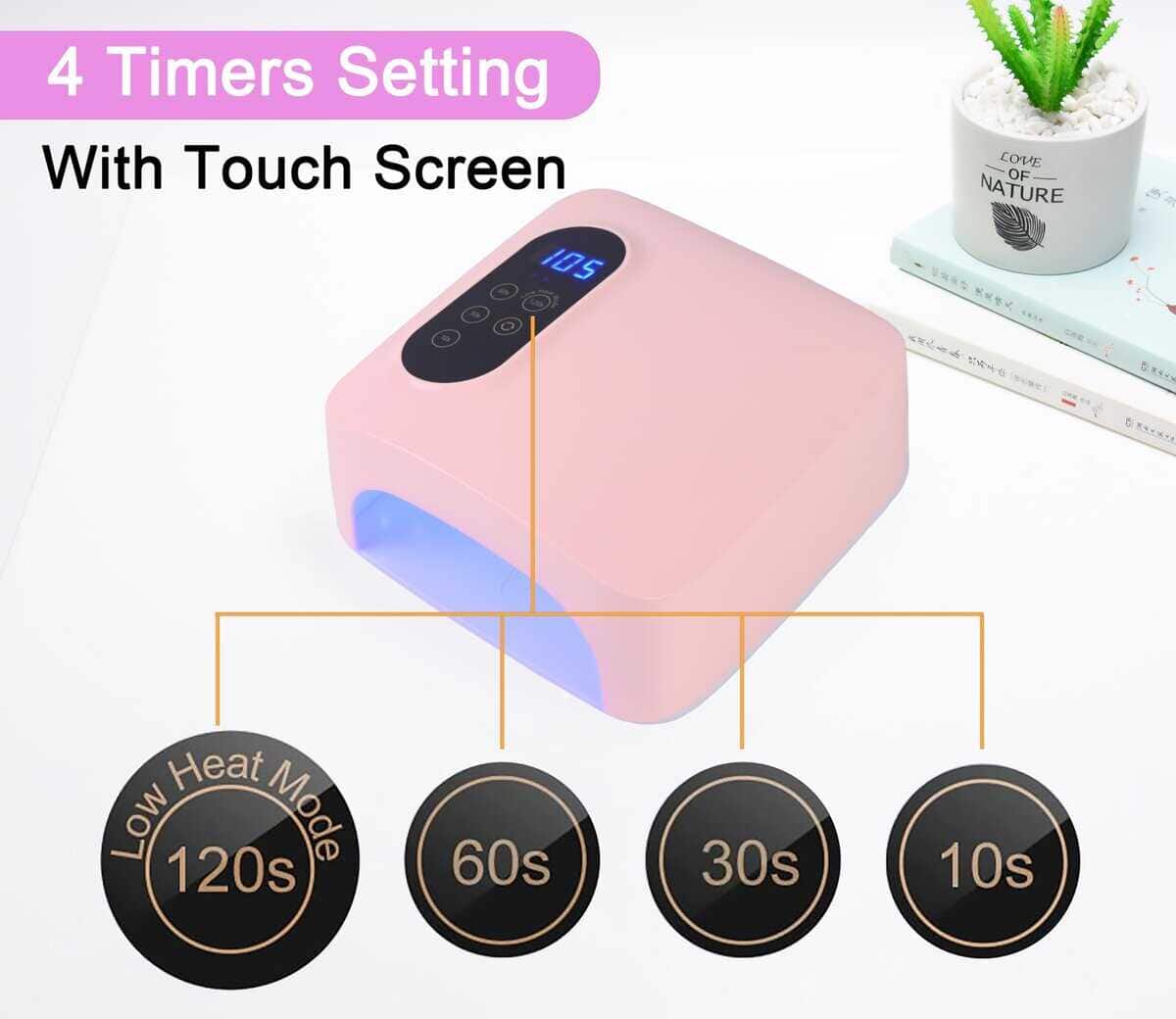 Lámpara de Uñas Led Inalámbrica de 72W, -Rosa - Imagen 3