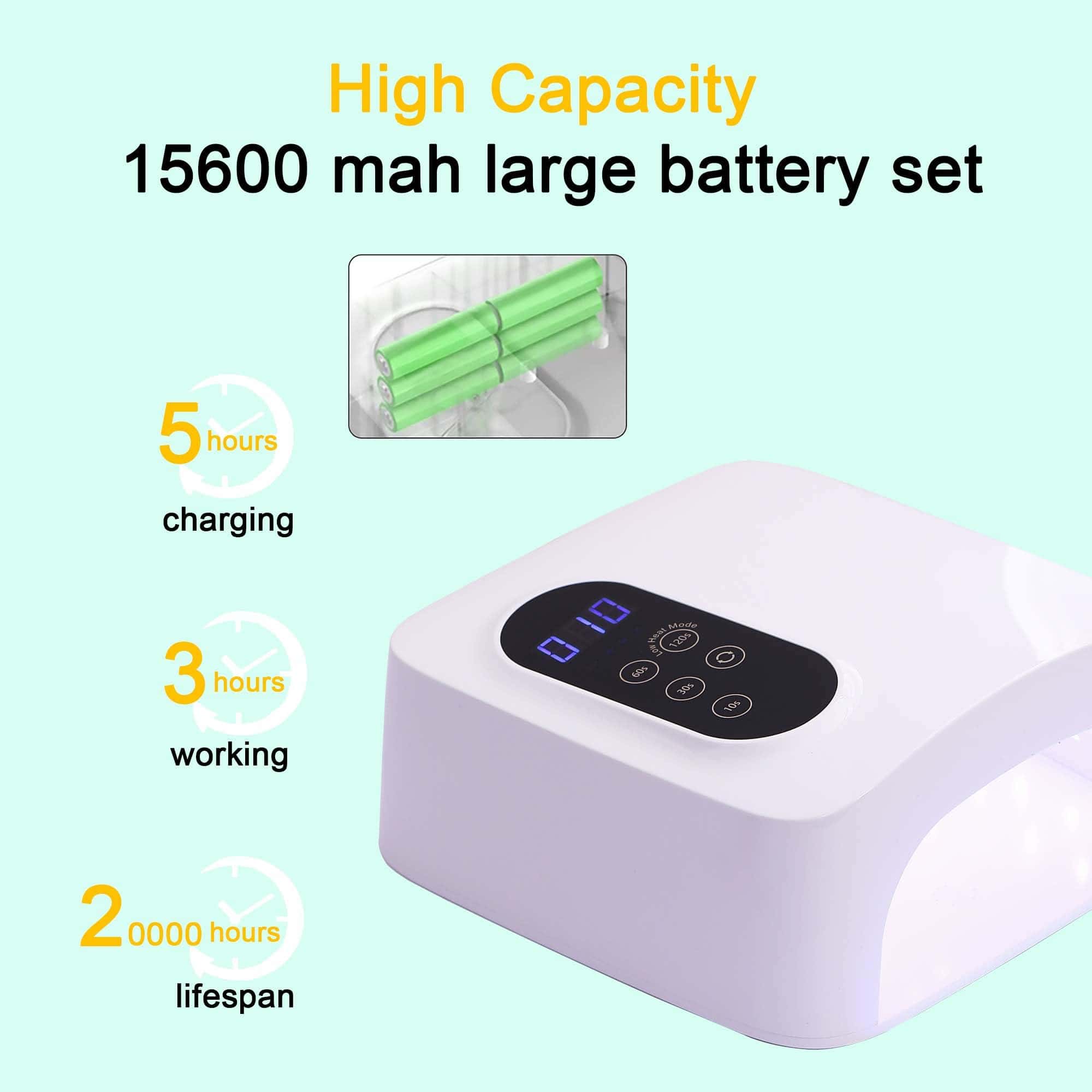 Lámpara de Uñas Led Inalámbrica de 72W, -Blanco - Imagen 6