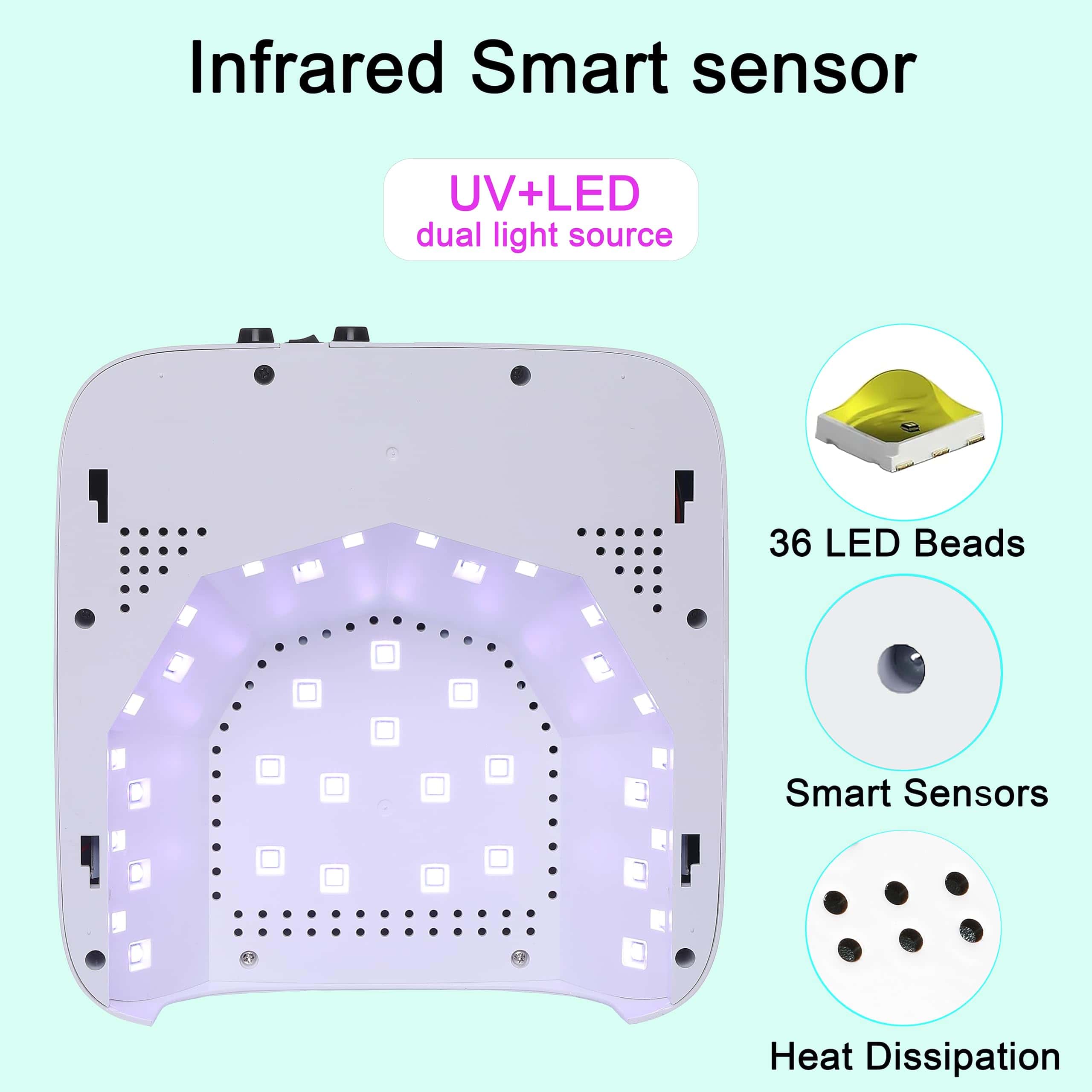 Lámpara de Uñas Led Inalámbrica de 72W, -Blanco - Imagen 7