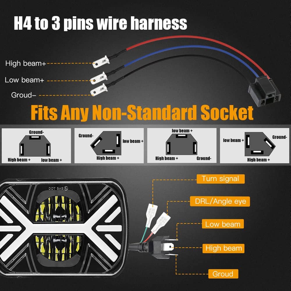 Faros LED 7x6 5x7, 120W Faro Rectangular con DRL Señal de - Imagen 6