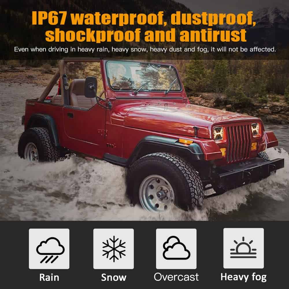 Faros LED 7x6 5x7, 120W Faro Rectangular con DRL Señal de - Imagen 7