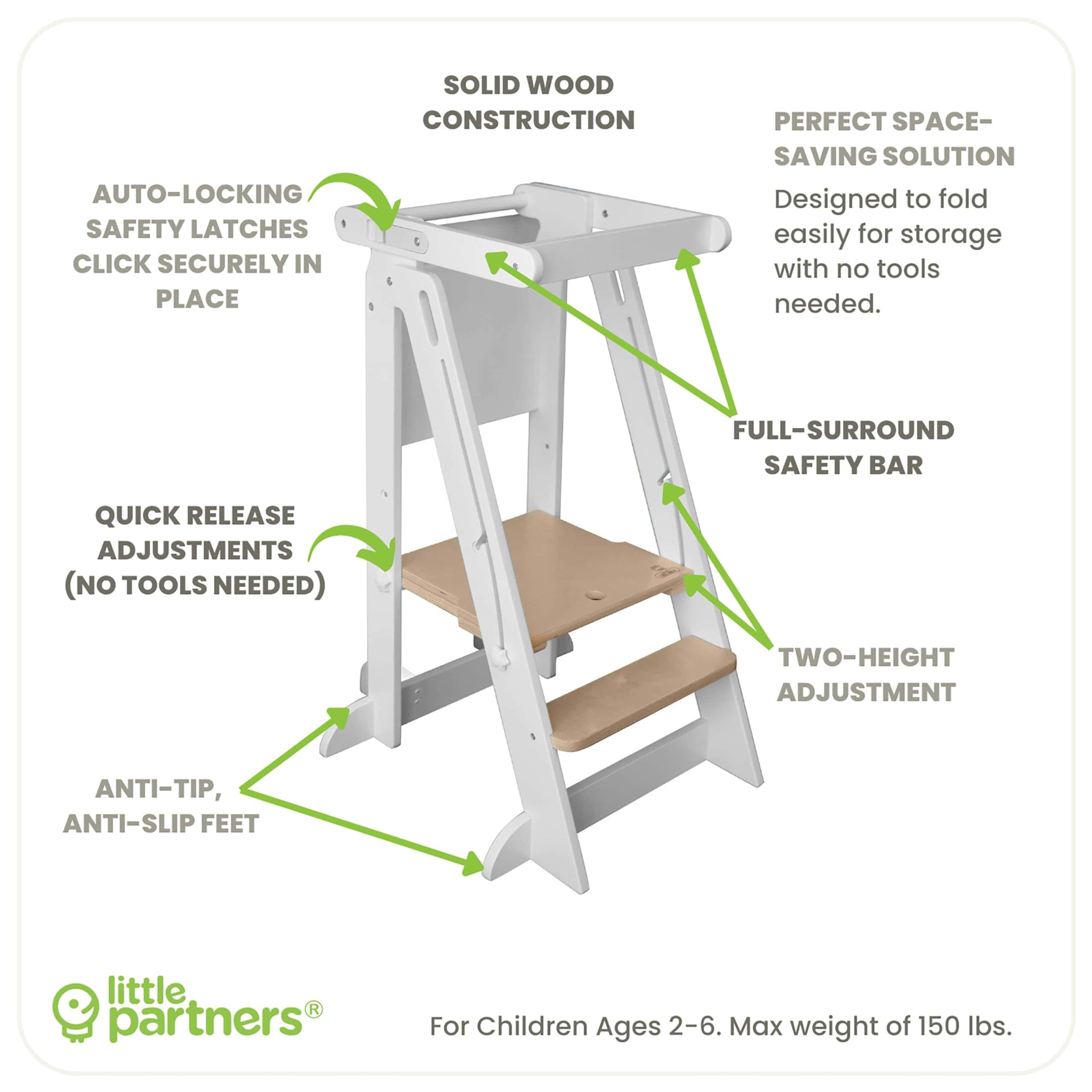 Little Partners Learn 'N Fold Learning Tower Folding Stool - Imagen 9