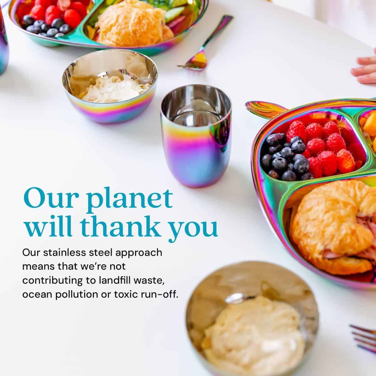 Set de vajilla para niños de acero inoxidable Ahimsa - - Imagen 6