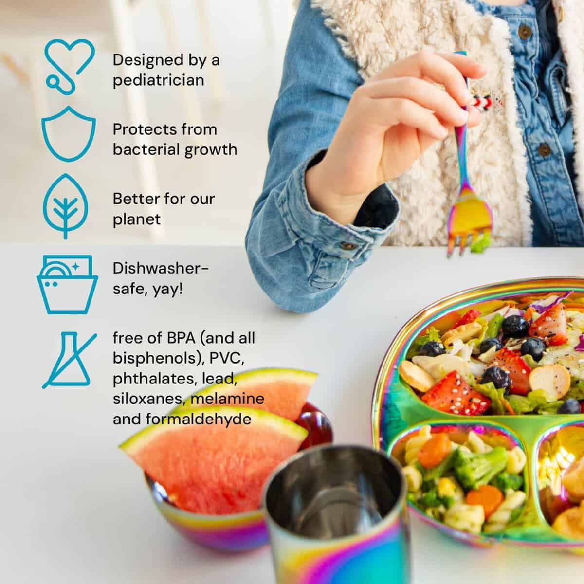 Set de vajilla para niños de acero inoxidable Ahimsa - - Imagen 5