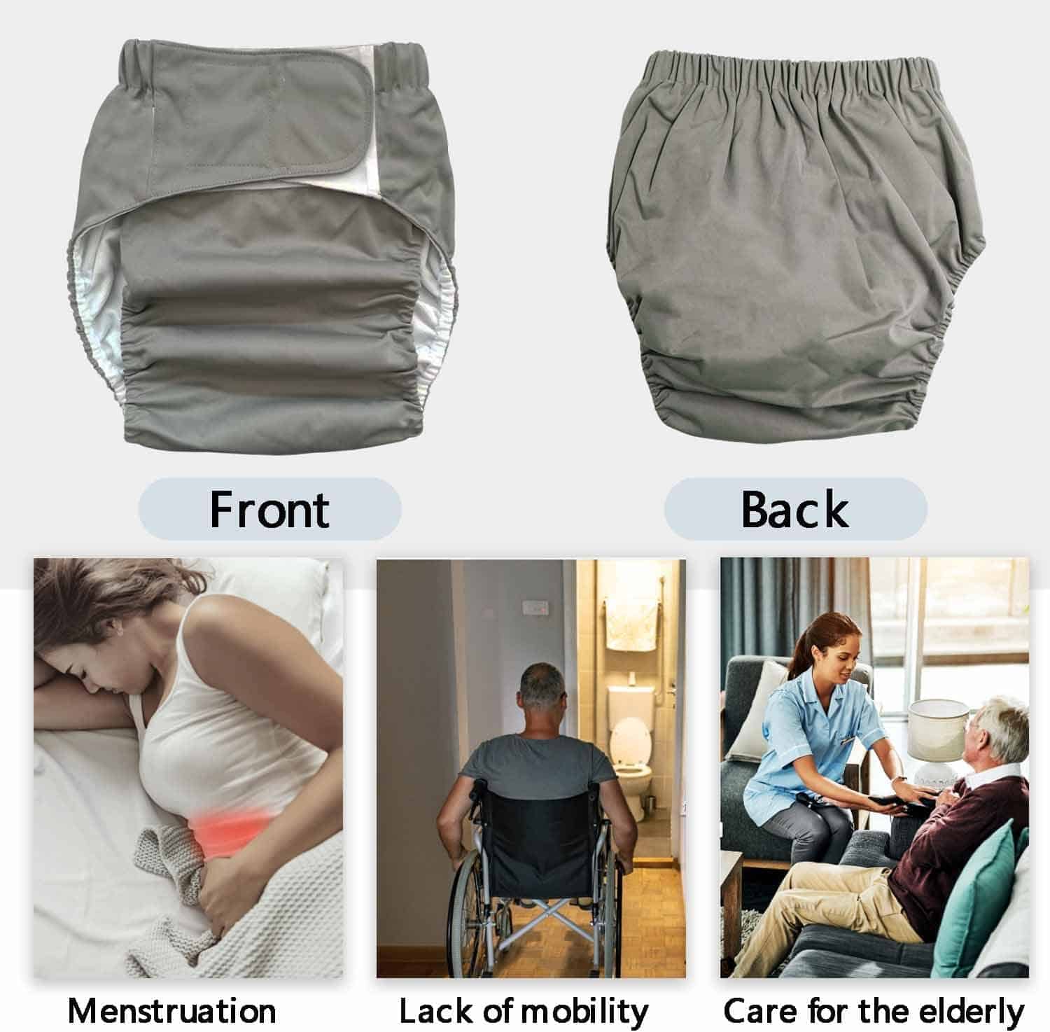 Paquete de 3 pañales de tela para adultos con -Gris - Imagen 7