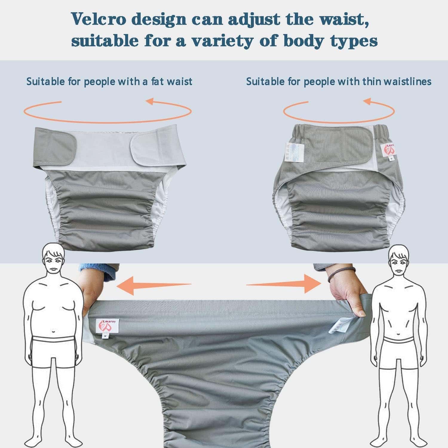 Paquete de 3 pañales de tela para adultos con -Gris - Imagen 6