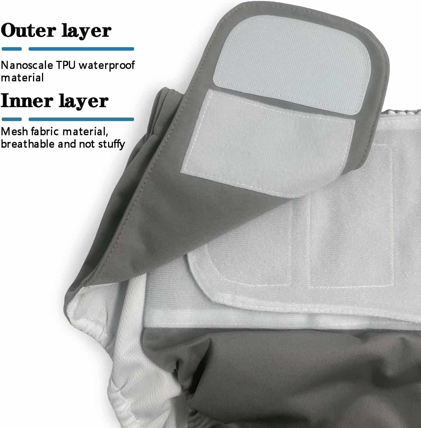 Paquete de 3 pañales de tela para adultos con -Gris - Imagen 5