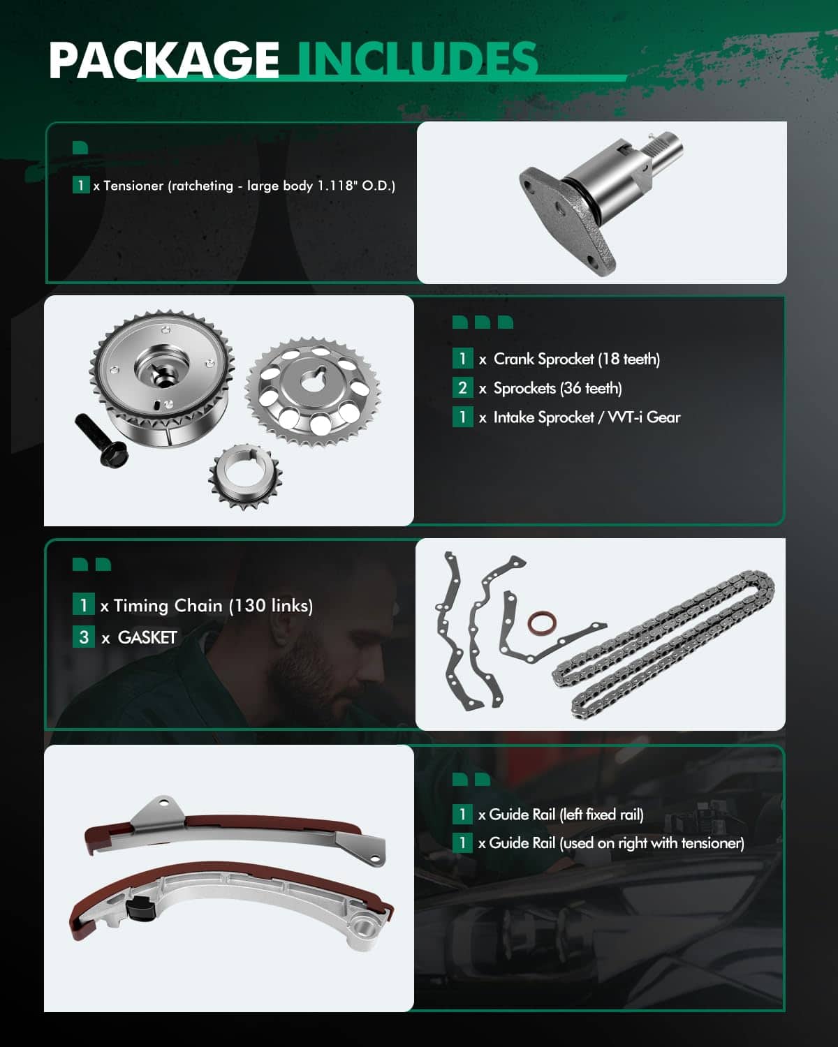 Kit de cadena de tiempo SCITOO para Chevrolet Prizm, para - Imagen 3