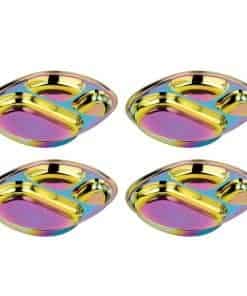 Platos de acero inoxidable Ahimsa para -Arcoíris / 4 Platos