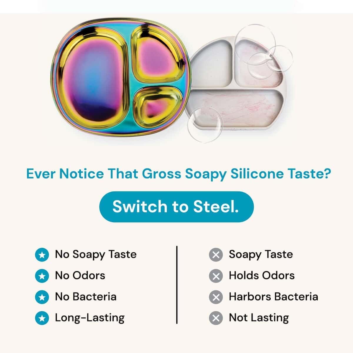 Platos de acero inoxidable Ahimsa para -Arcoíris / 4 Platos - Imagen 7