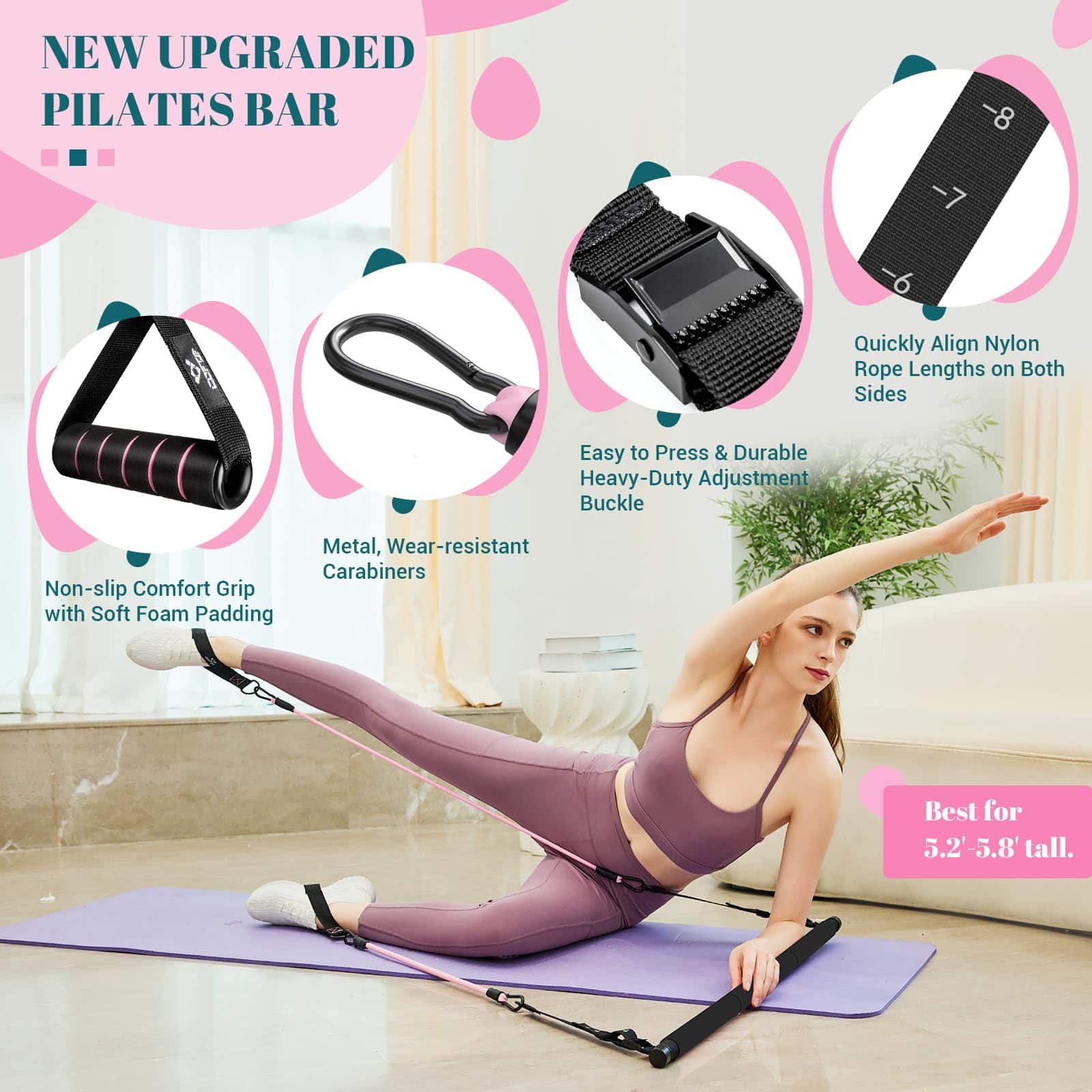 Kit de Barra de Pilates con Bandas de -Negro Jet (20/25/30lb - Imagen 3