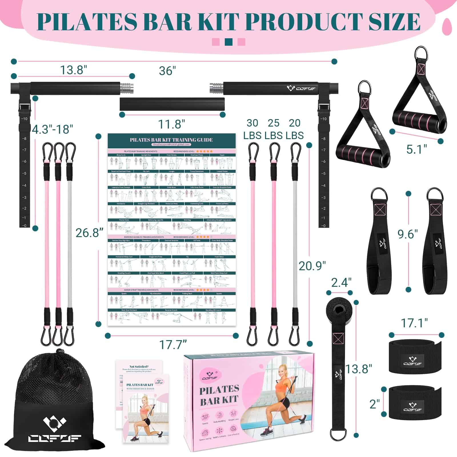 Kit de Barra de Pilates con Bandas de -Negro Jet (20/25/30lb - Imagen 6