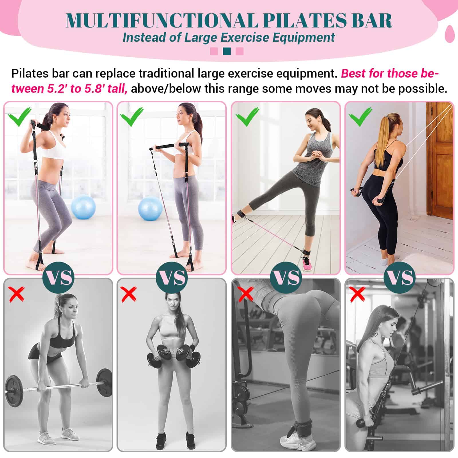 Kit de Barra de Pilates con Bandas de -Negro Jet (20/25/30lb - Imagen 5